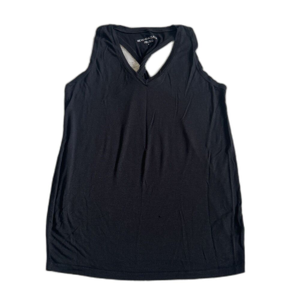 Beyond the Bump Yoga Tank Top Women Small Maternity Twisted Racerback Soft Black